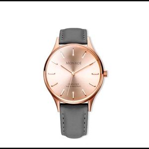 NWT!  Monroé Rose Gold and Gray Leather Watch